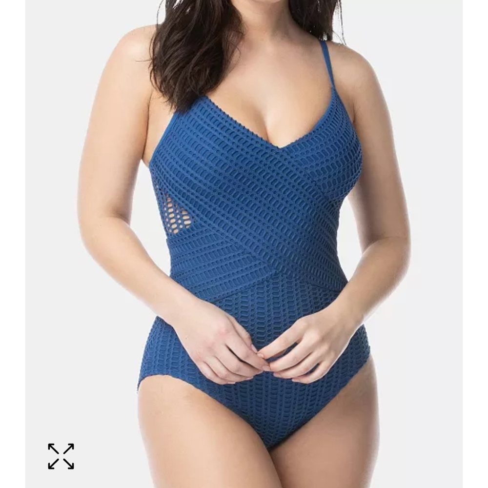 Blue Crochet One-Piece Swimsuit